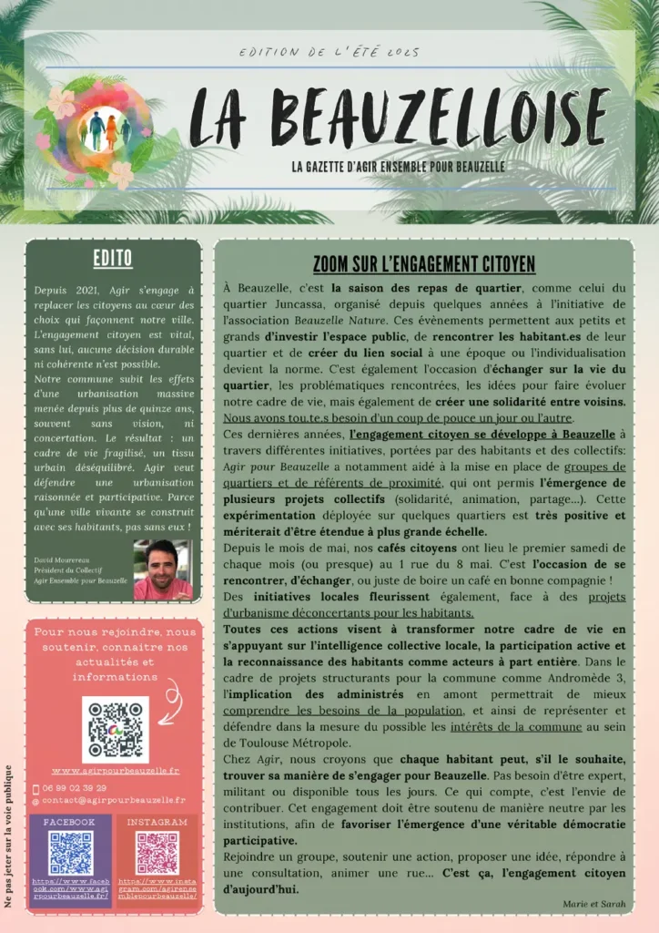 La Beauzelloise, édition Été 2025, page 1
